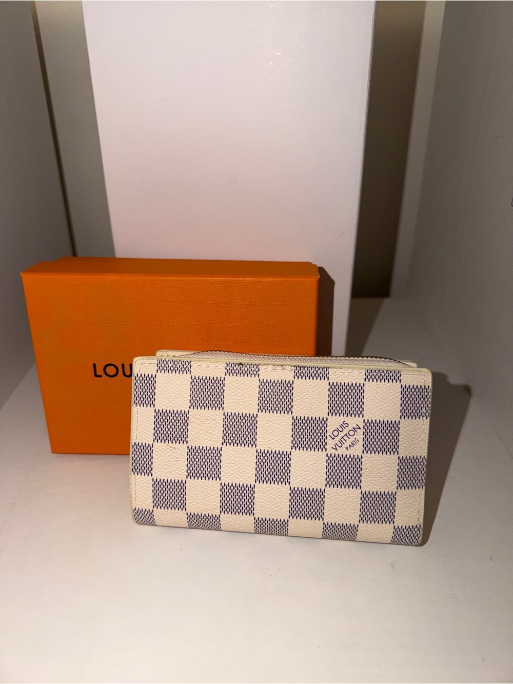 Damier Azur Small Wallet - Cream and Blue-Gray